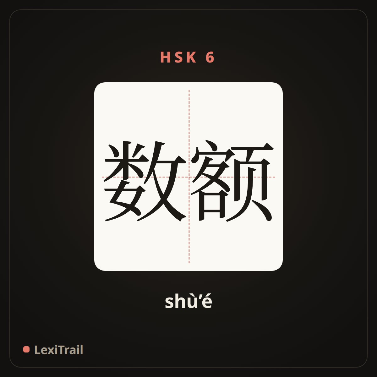 数额 — the Chinese character for Amount (shù’é), stroke diagram