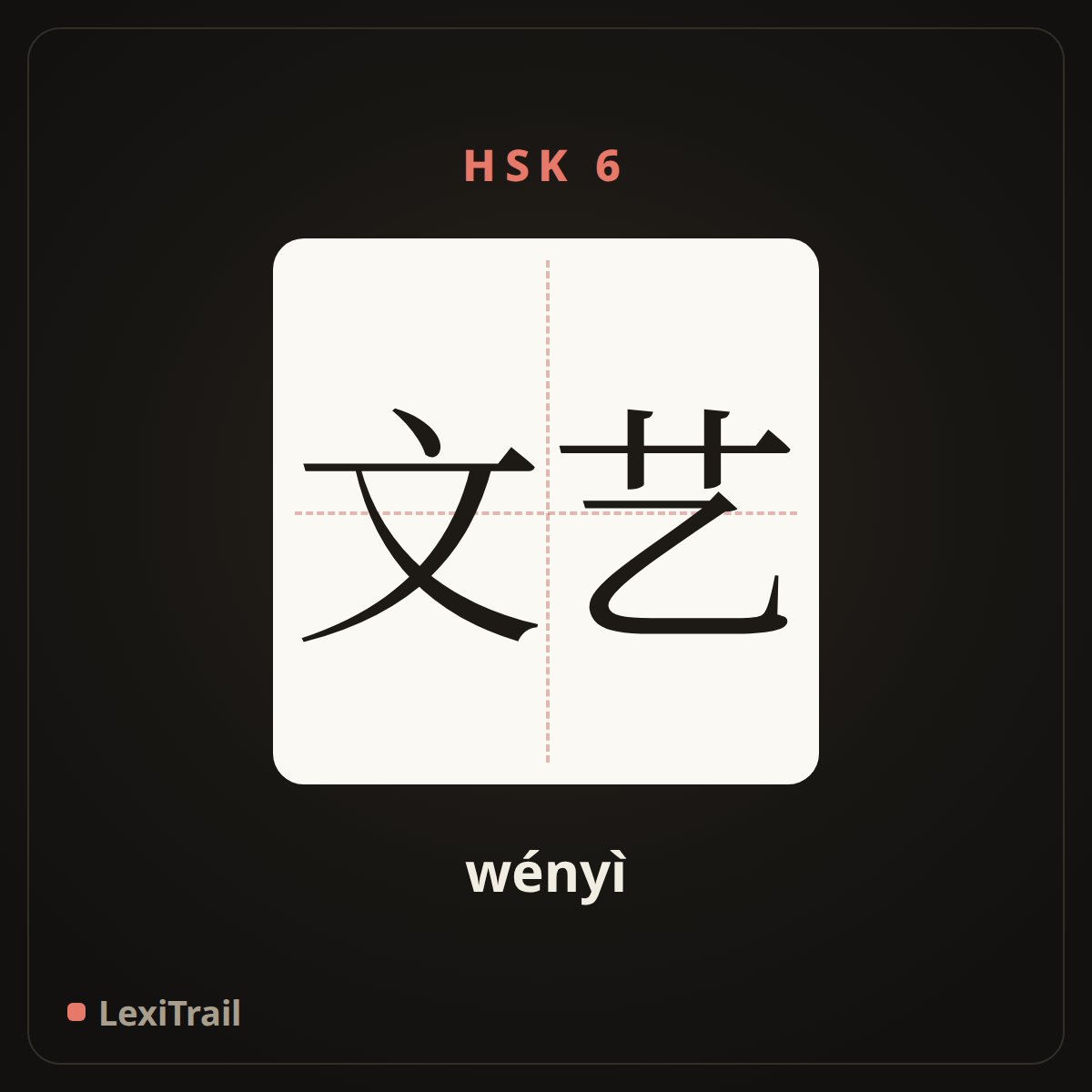 文艺 — the Chinese character for literature (wényì), stroke diagram