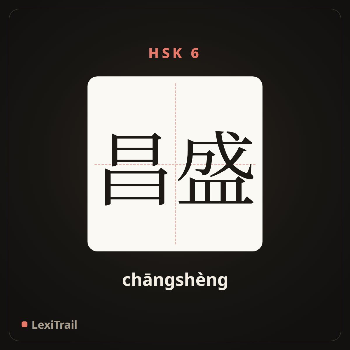 昌盛 — the Chinese character for Prosperity (chāngshèng), stroke diagram