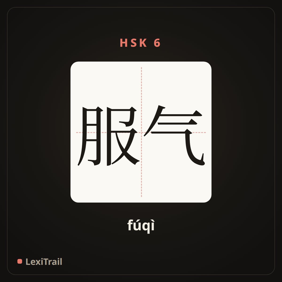 服气 — the Chinese character for Be convinced (fúqì), stroke diagram