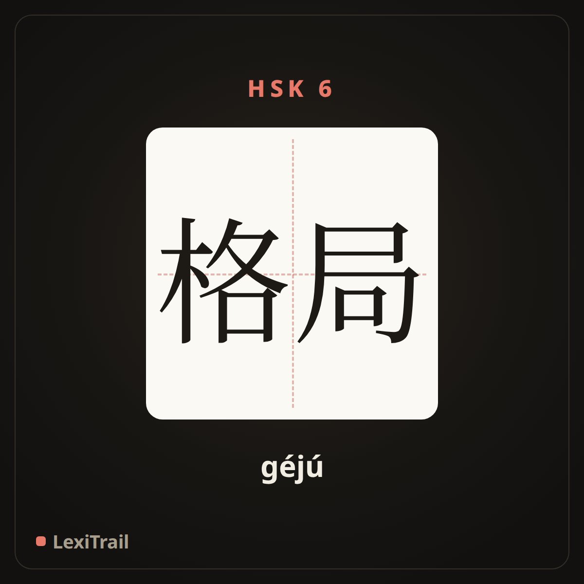 格局 — the Chinese character for situation (géjú), stroke diagram