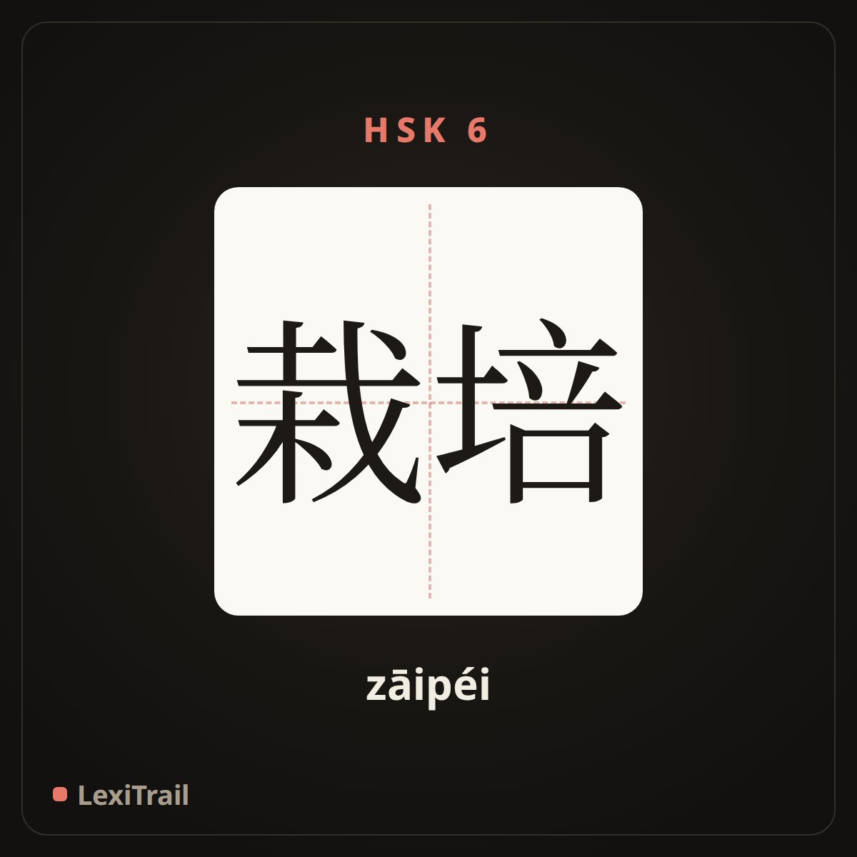 栽培 — the Chinese character for cultivate (zāipéi), stroke diagram