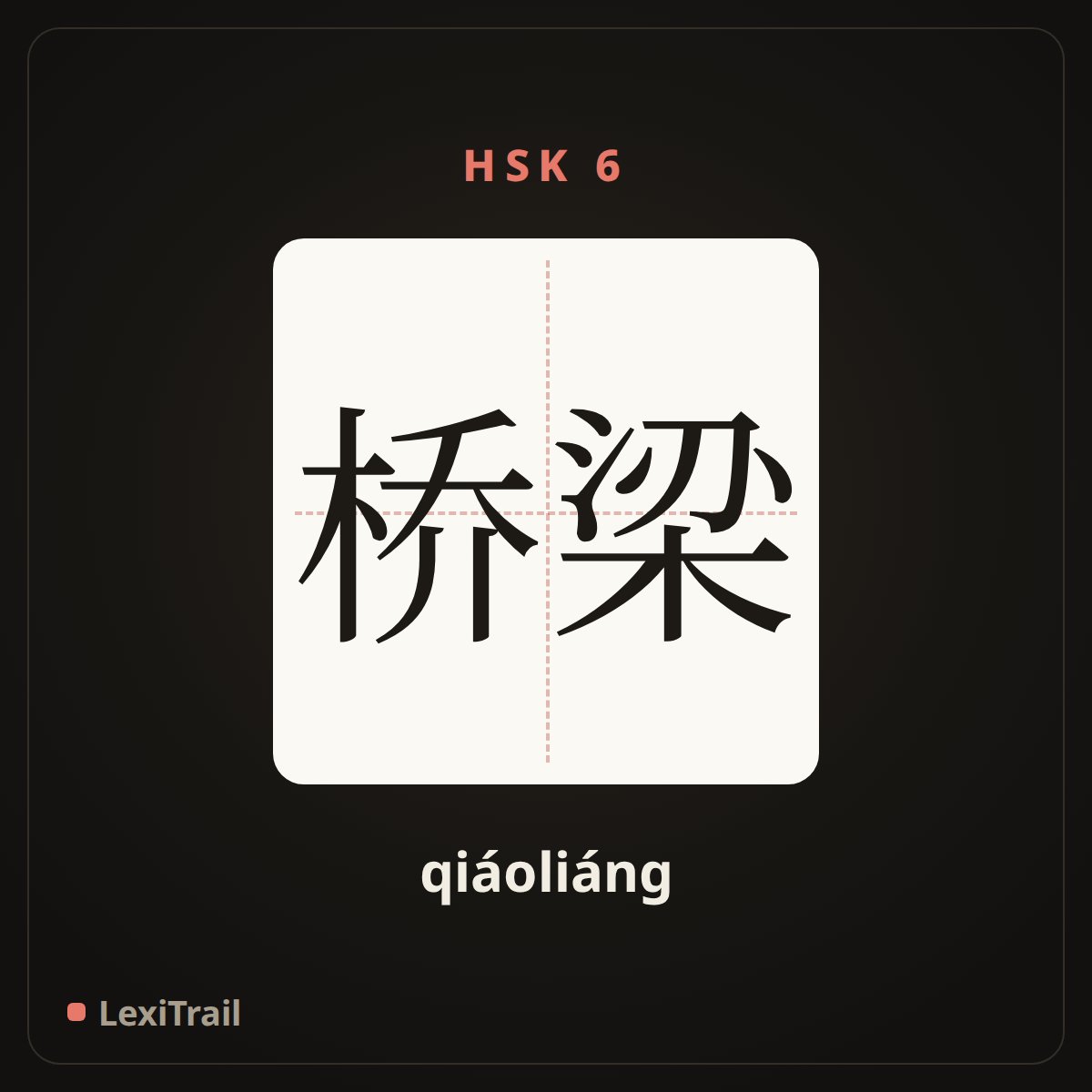 桥梁 — the Chinese character for bridge (qiáoliáng), stroke diagram