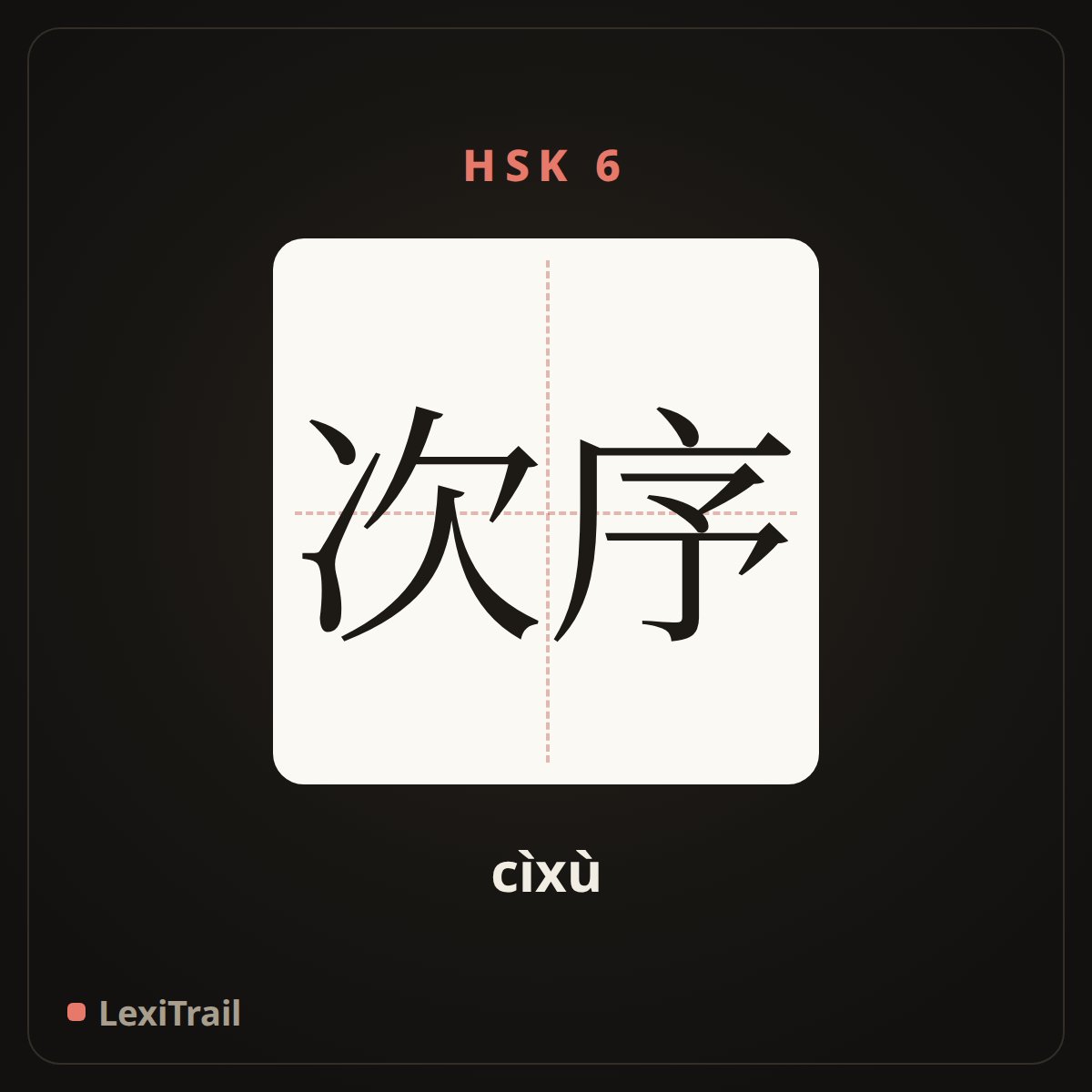 次序 — the Chinese character for order; sequence (cìxù), stroke diagram