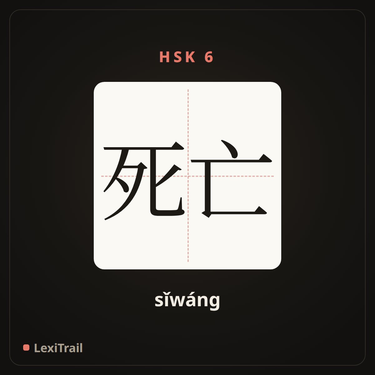 死亡 — the Chinese character for death (sǐwáng), stroke diagram