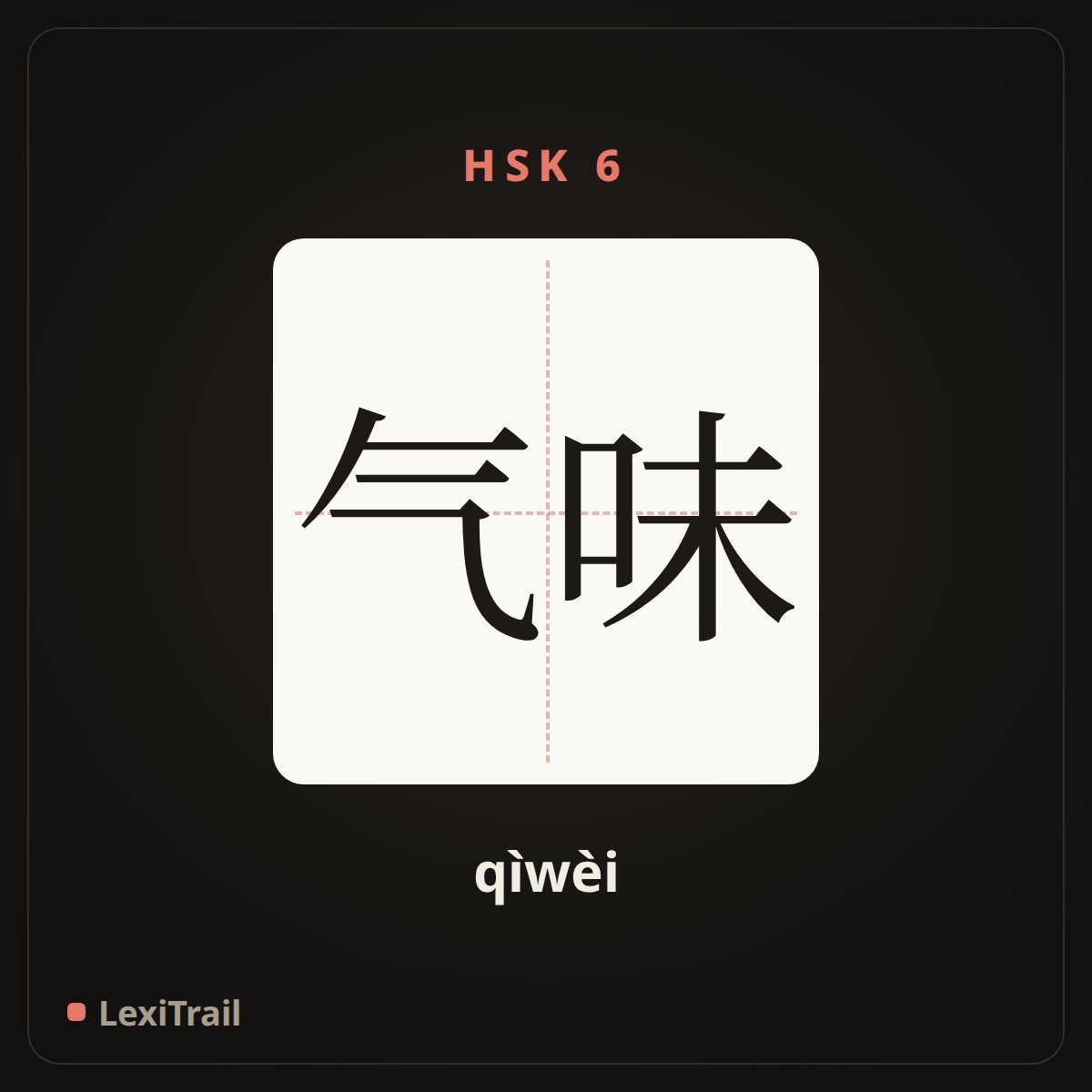 气味 — the Chinese character for smell (qìwèi), stroke diagram