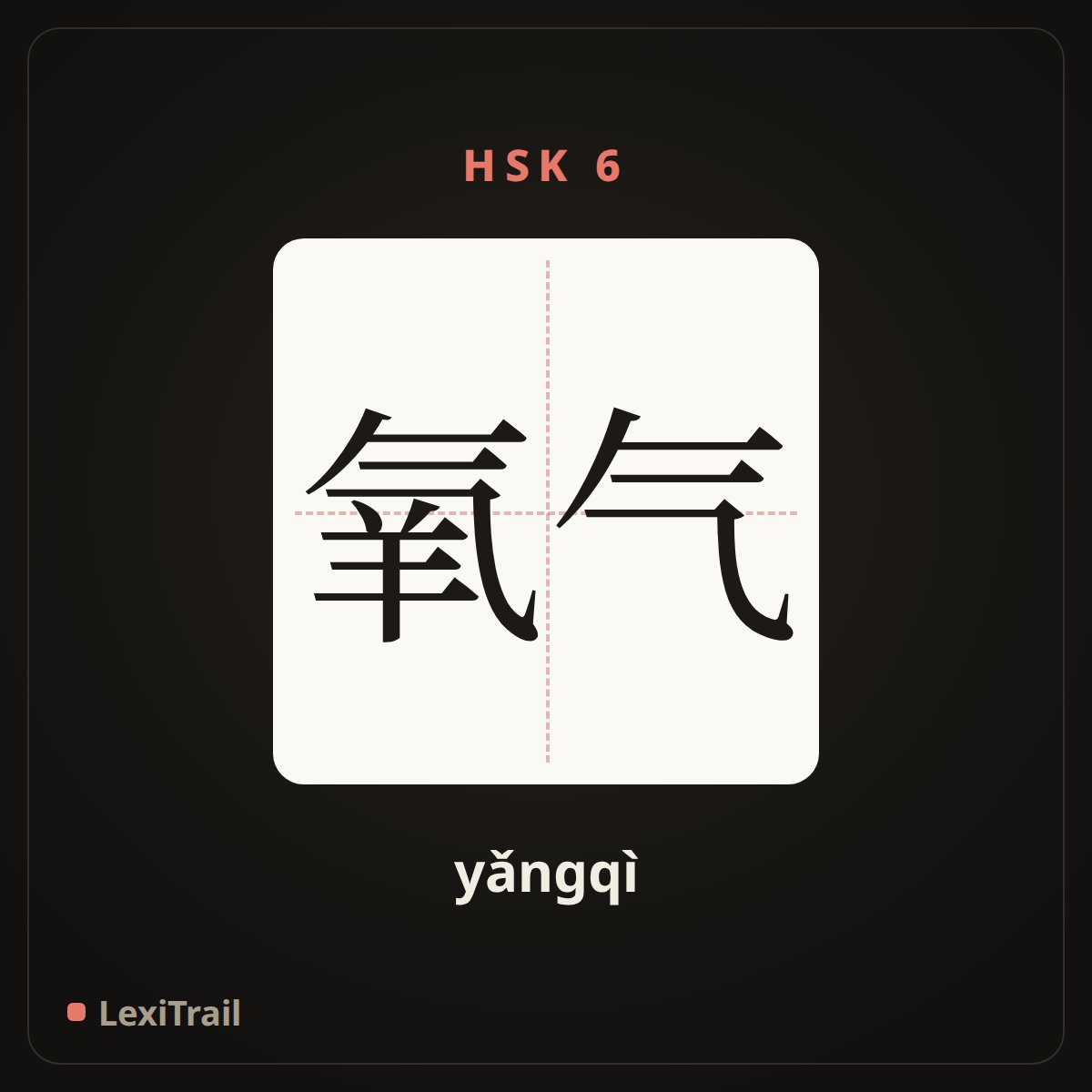 氧气 — the Chinese character for oxygen (yǎngqì), stroke diagram