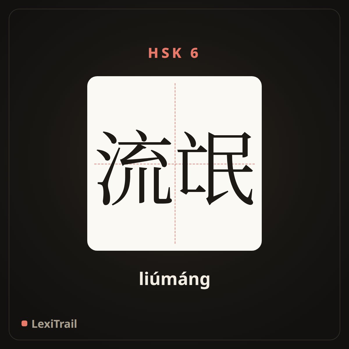 流氓 — the Chinese character for rogue (liúmáng), stroke diagram