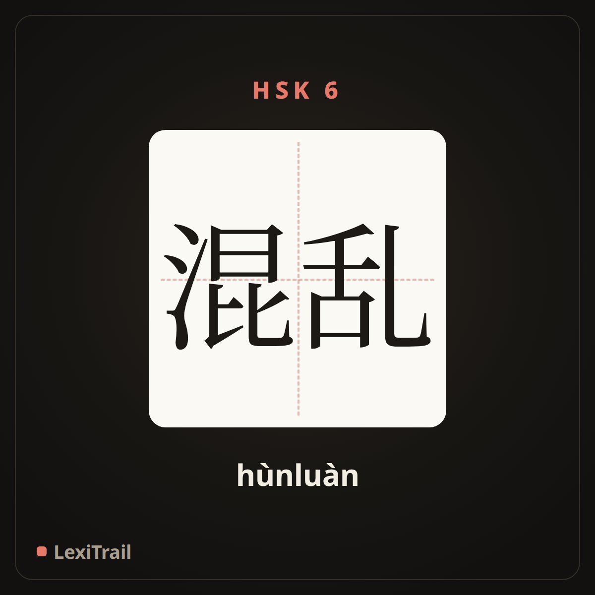 混乱 — the Chinese character for confusion (hùnluàn), stroke diagram