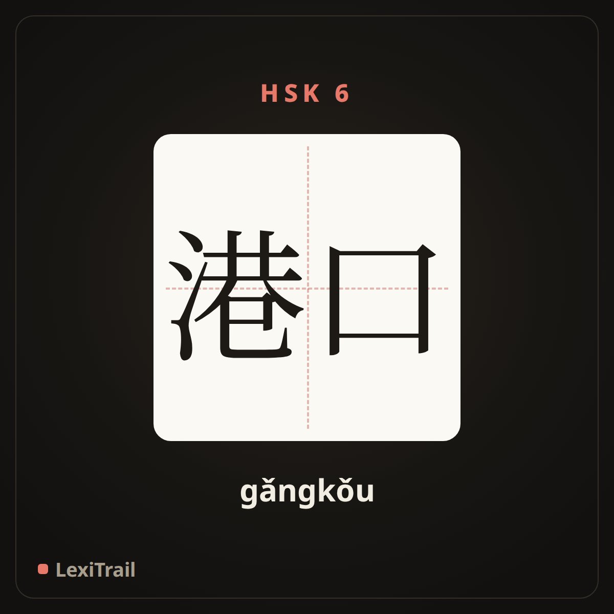 港口 — the Chinese character for Port (gǎngkǒu), stroke diagram