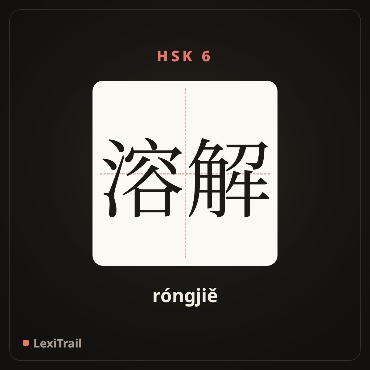 溶解 — the Chinese character for dissolve; melt (róngjiě), stroke diagram