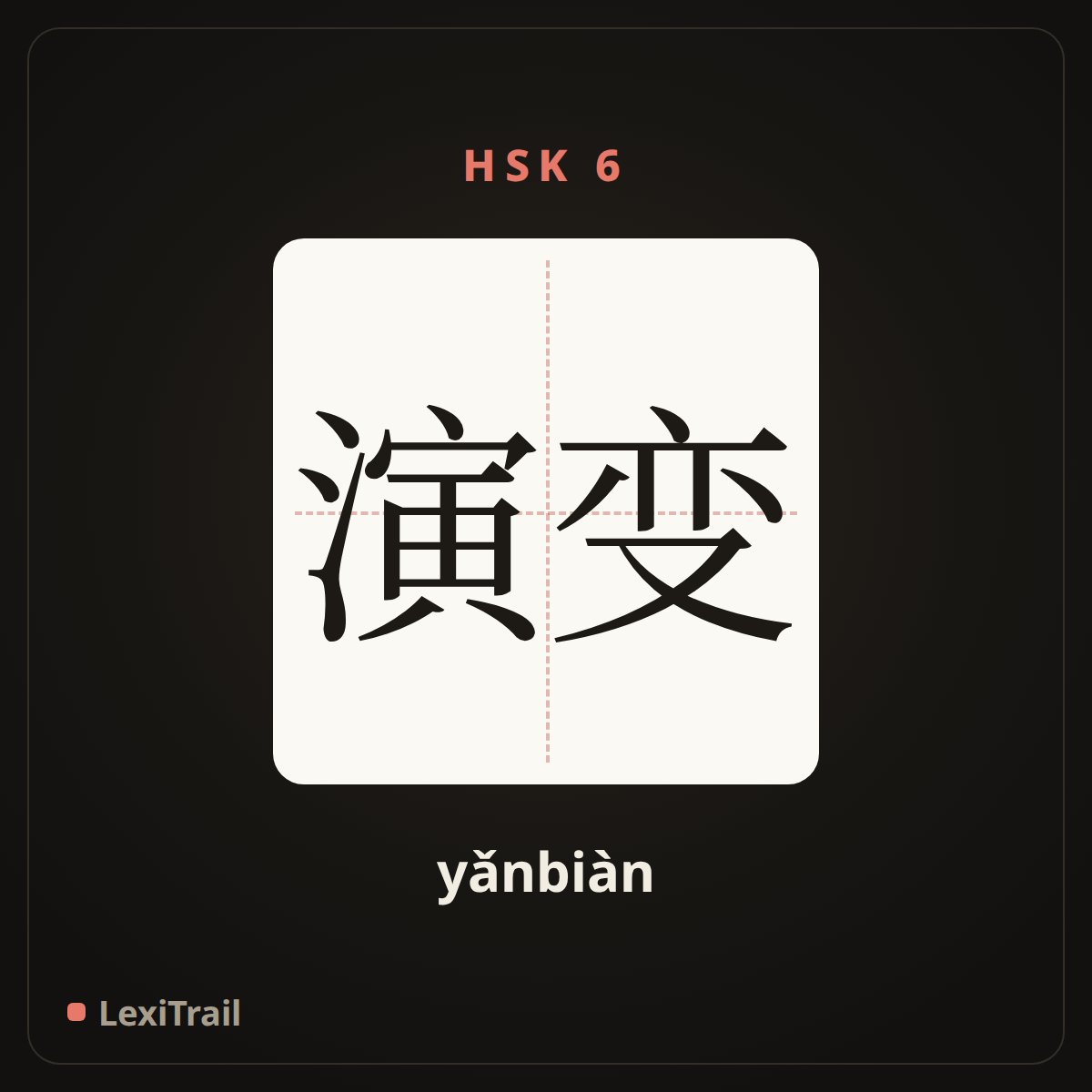 演变 — the Chinese character for evolution (yǎnbiàn), stroke diagram