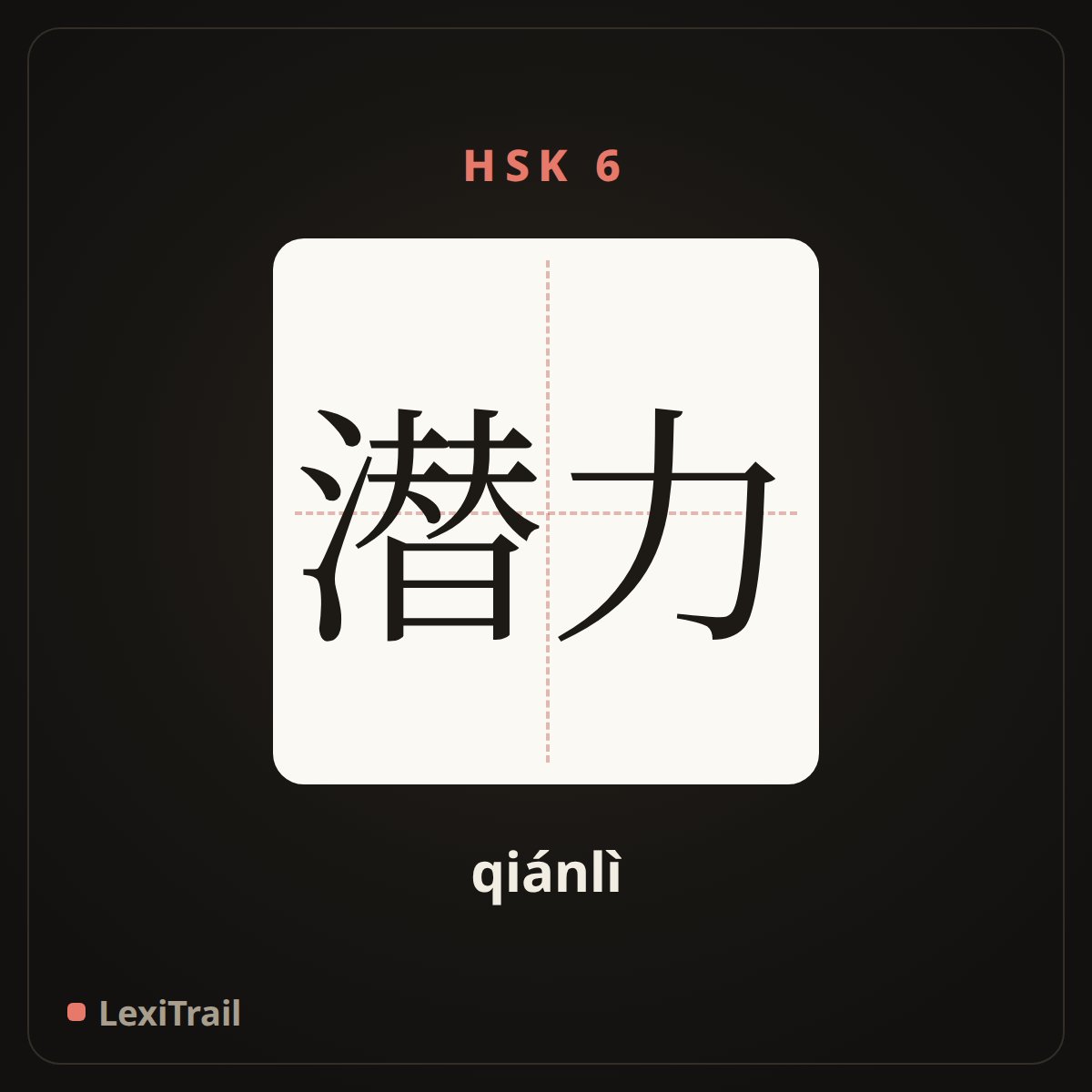 潜力 — the Chinese character for potential (qiánlì), stroke diagram