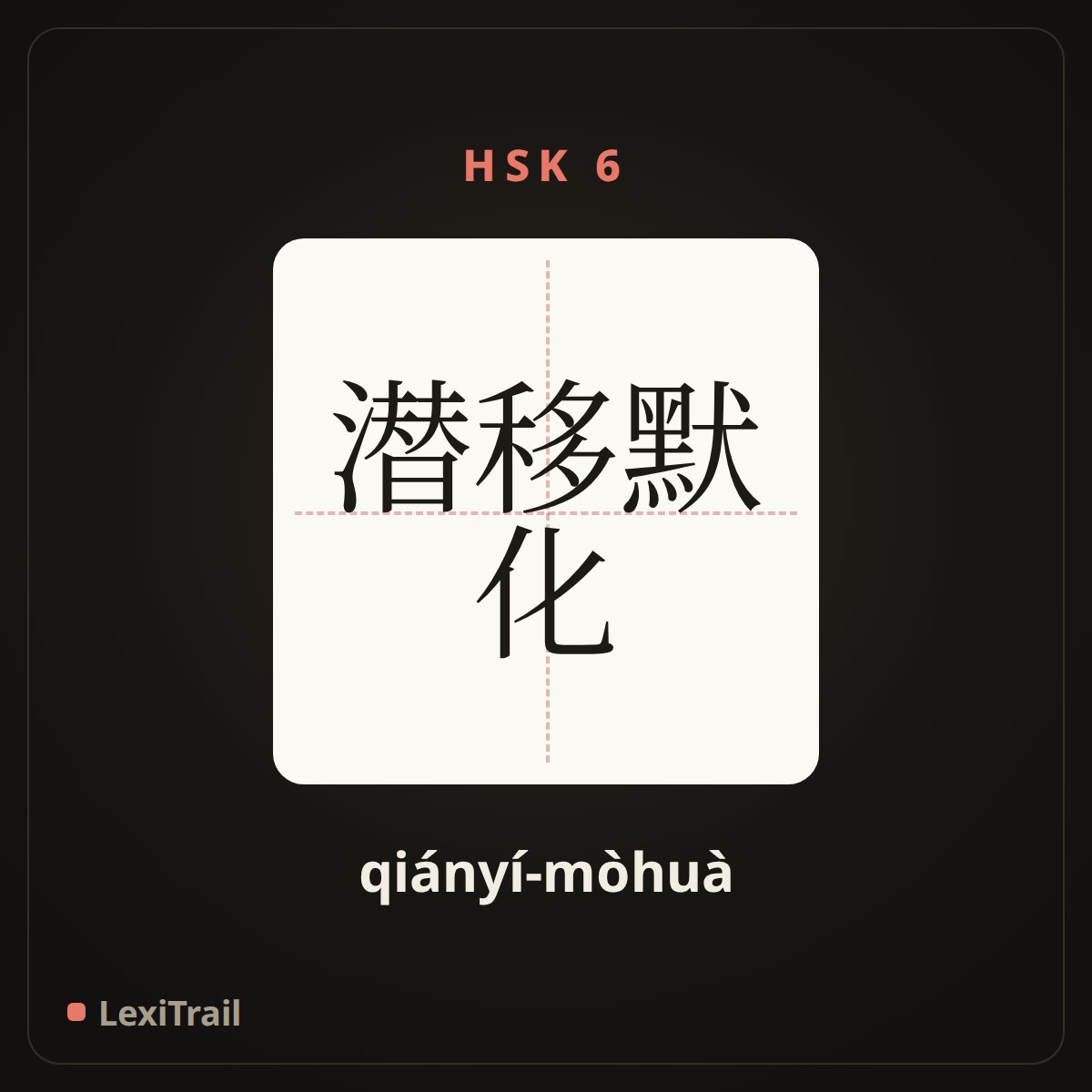 潜移默化 — the Chinese character for Influence character by environment (qiányí-mòhuà), stroke diagram