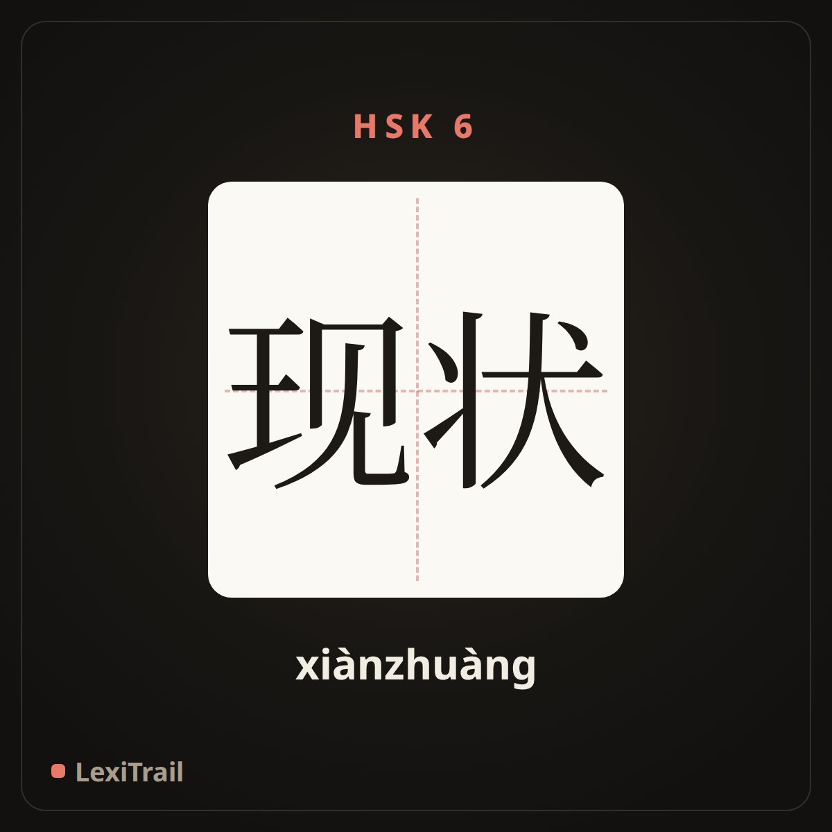 现状 — the Chinese character for Present situation (xiànzhuàng), stroke diagram