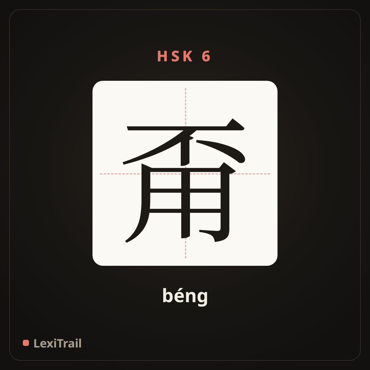 甭 — the Chinese character for Not (béng), stroke diagram
