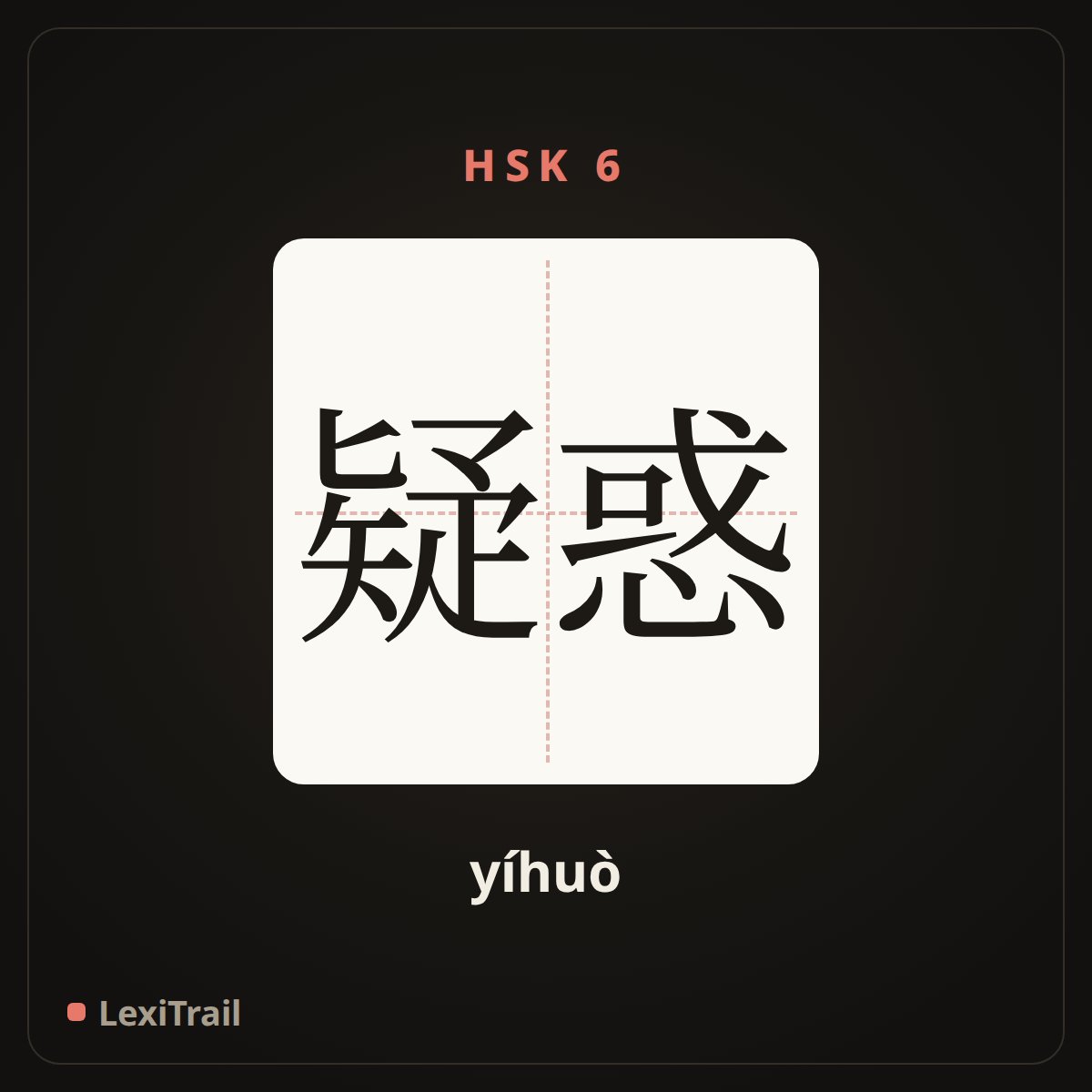 疑惑 — the Chinese character for doubt; disbelieve (yíhuò), stroke diagram