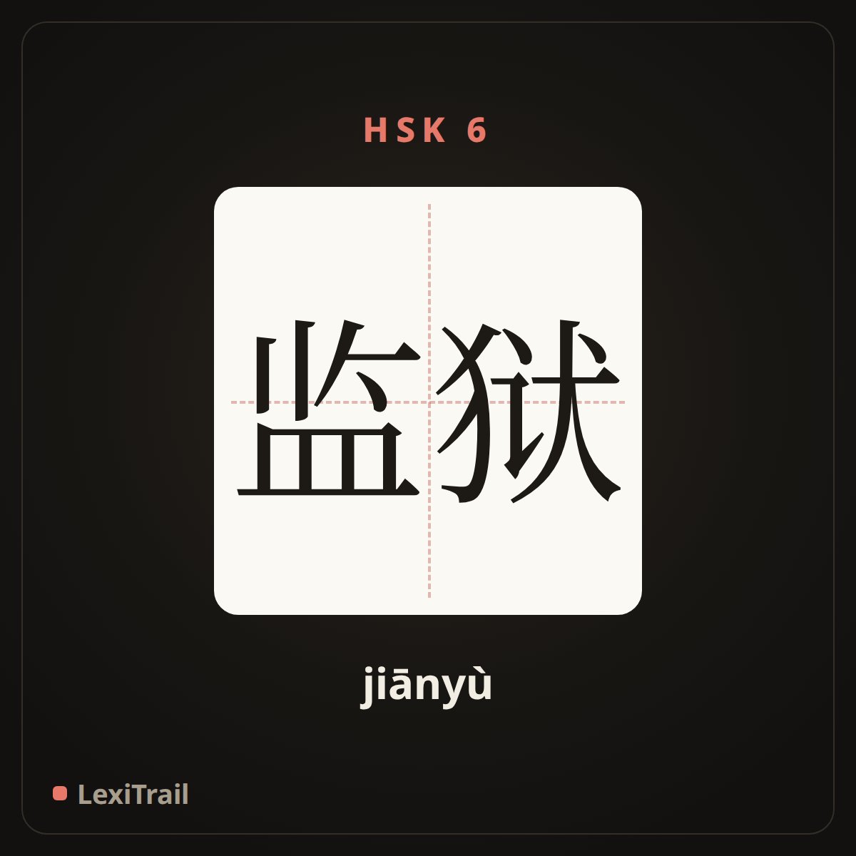 监狱 — the Chinese character for Prison (jiānyù), stroke diagram
