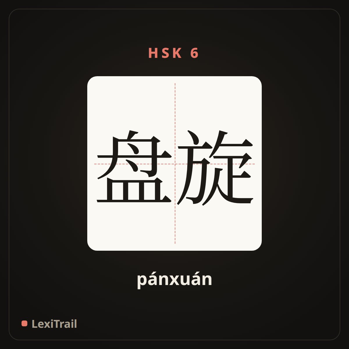 盘旋 — the Chinese character for convolute; hover (pánxuán), stroke diagram