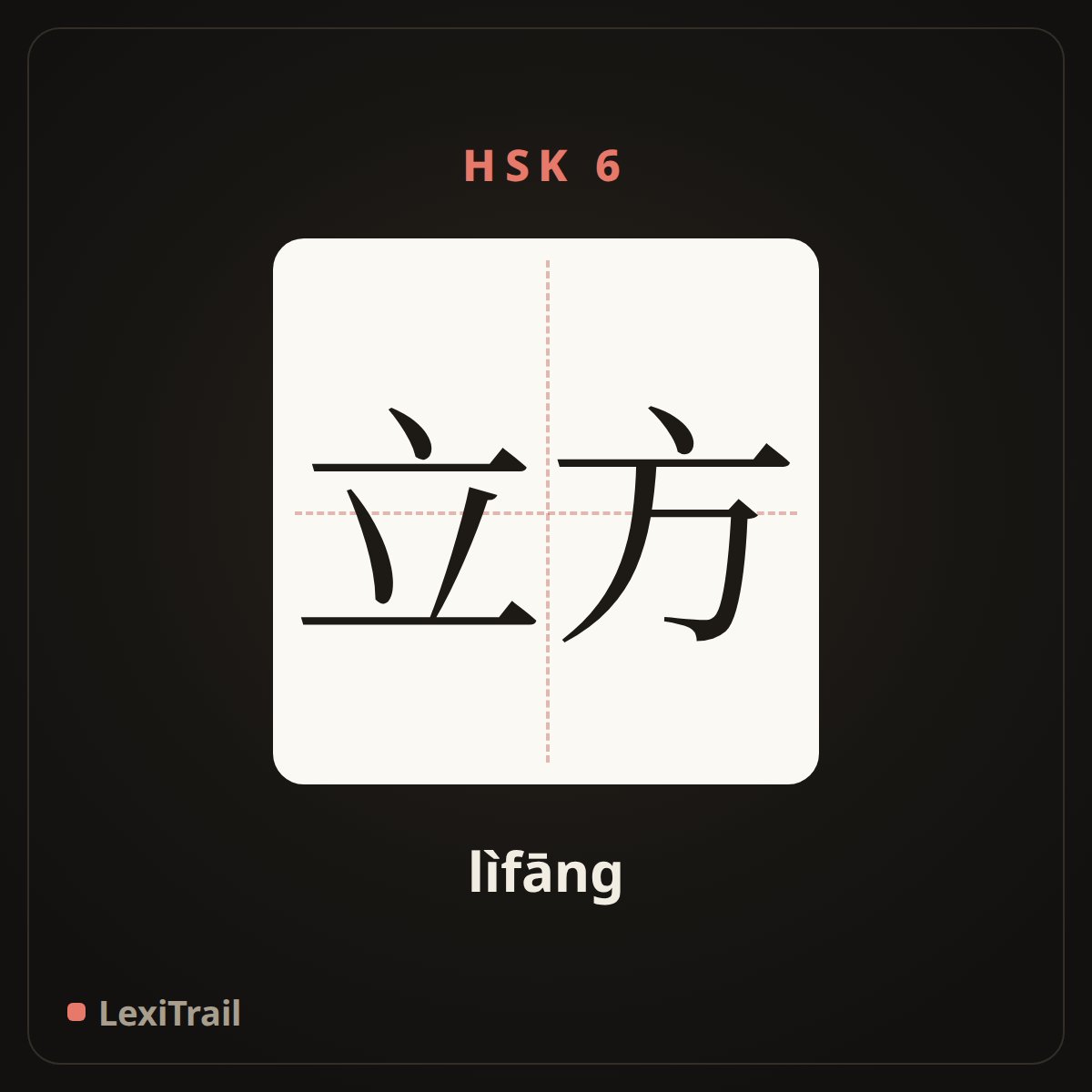 立方 — the Chinese character for cube (lìfāng), stroke diagram
