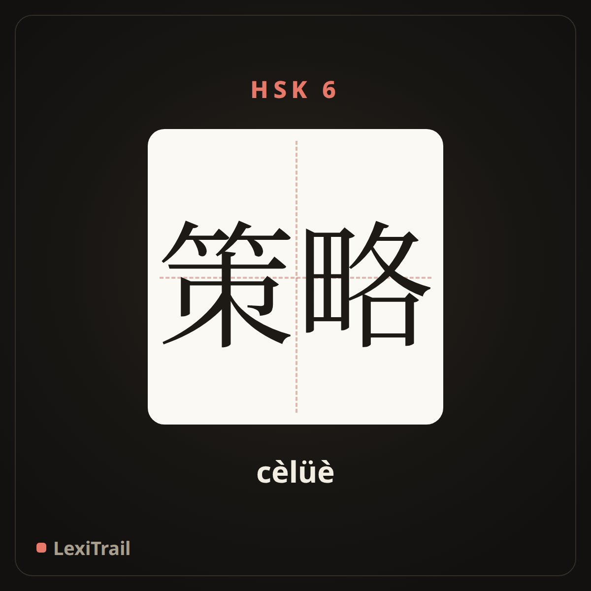 策略 — the Chinese character for tactic; policy (cèlüè), stroke diagram