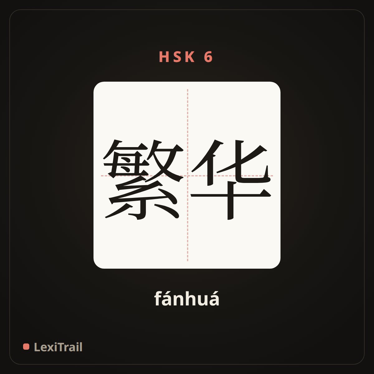 繁华 — the Chinese character for Bustling (fánhuá), stroke diagram