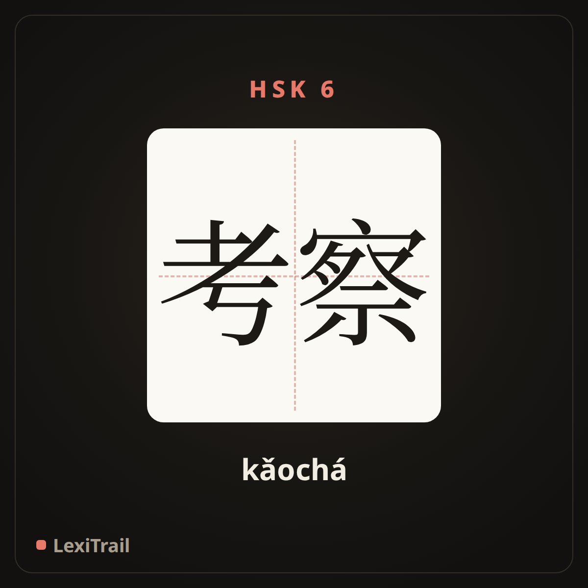 考察 — the Chinese character for Investigate (kǎochá), stroke diagram