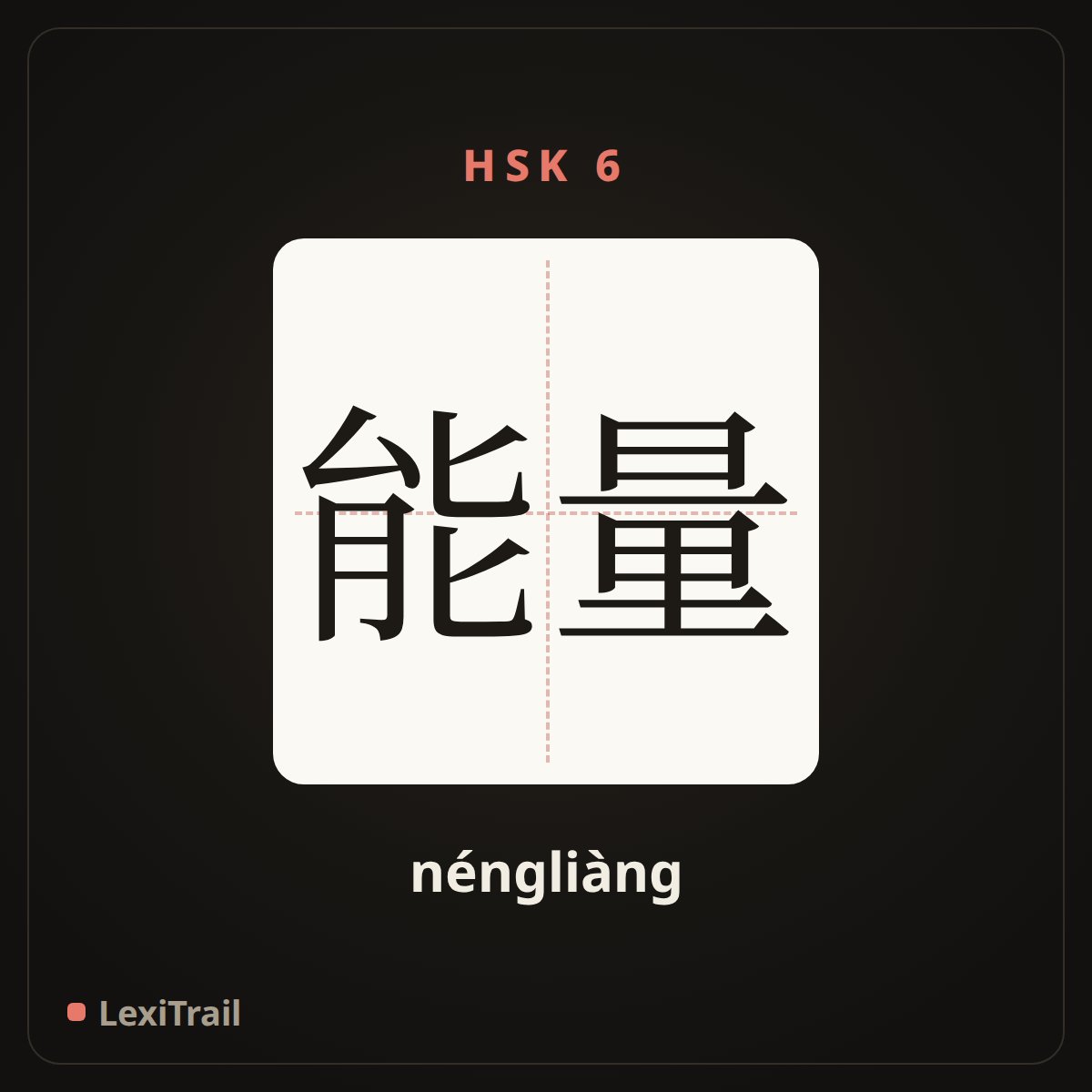 能量 — the Chinese character for energy (néngliàng), stroke diagram