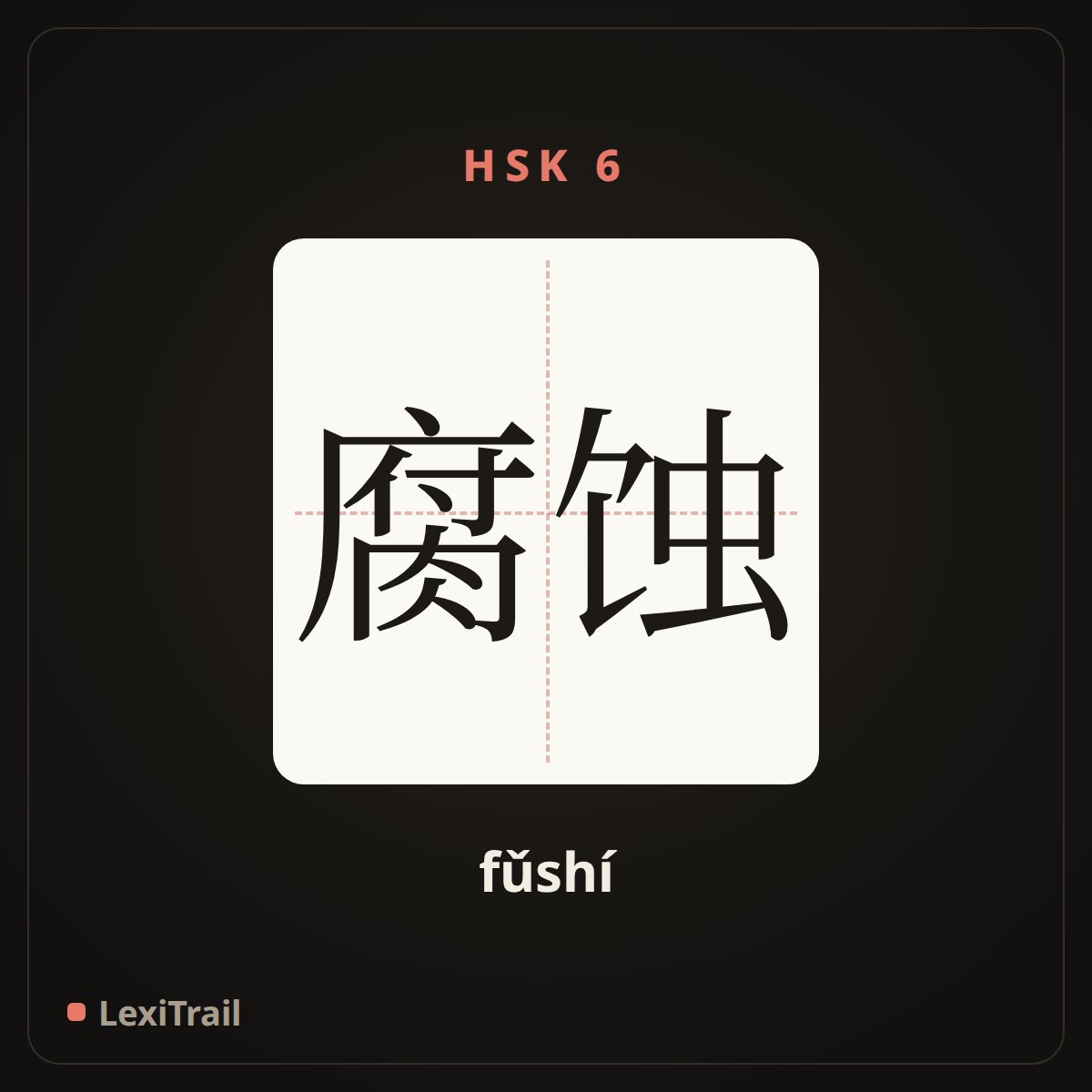 腐蚀 — the Chinese character for corrosion (fǔshí), stroke diagram