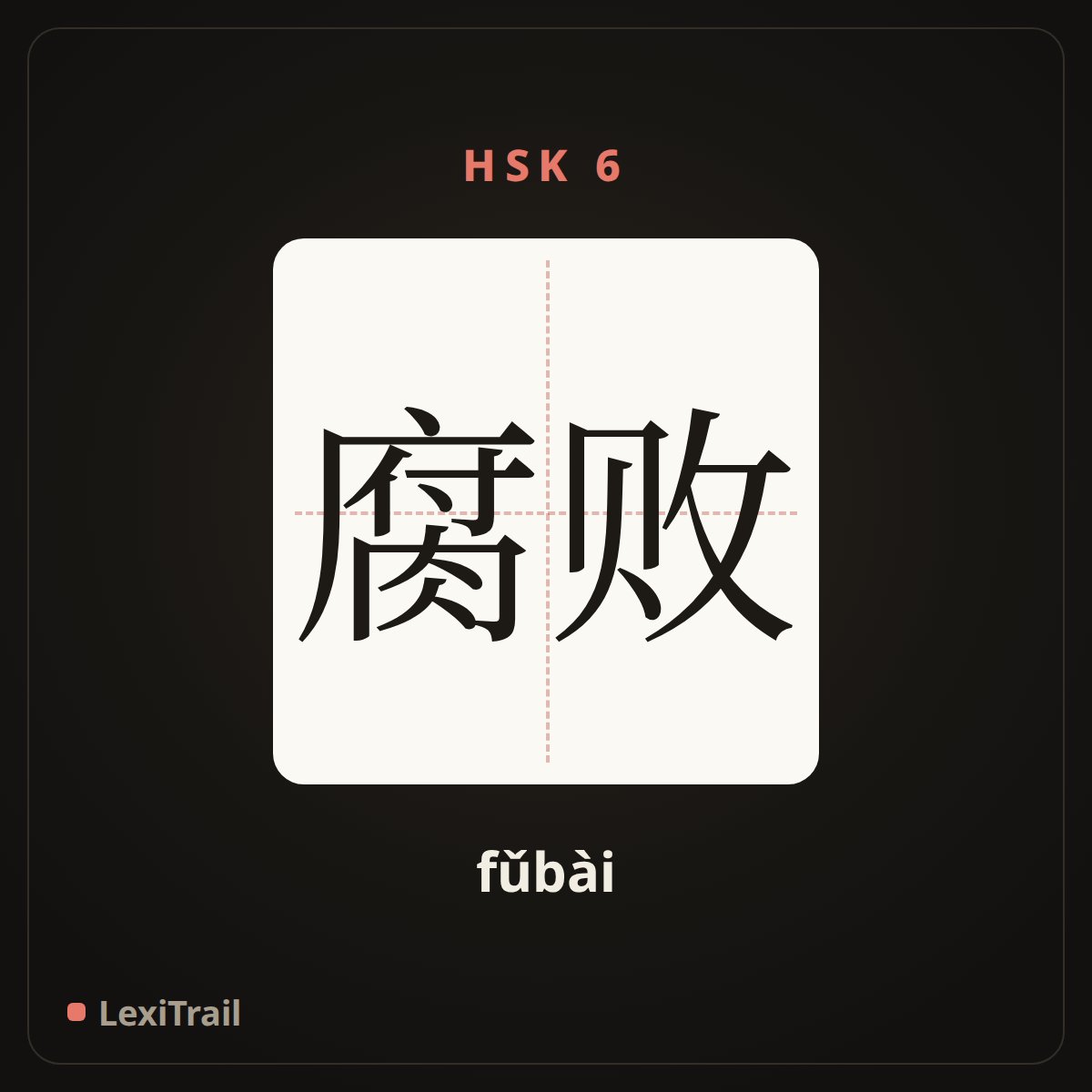 腐败 — the Chinese character for corrupt (fǔbài), stroke diagram