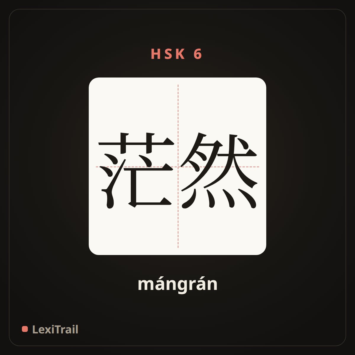 茫然 — the Chinese character for Blank (mángrán), stroke diagram
