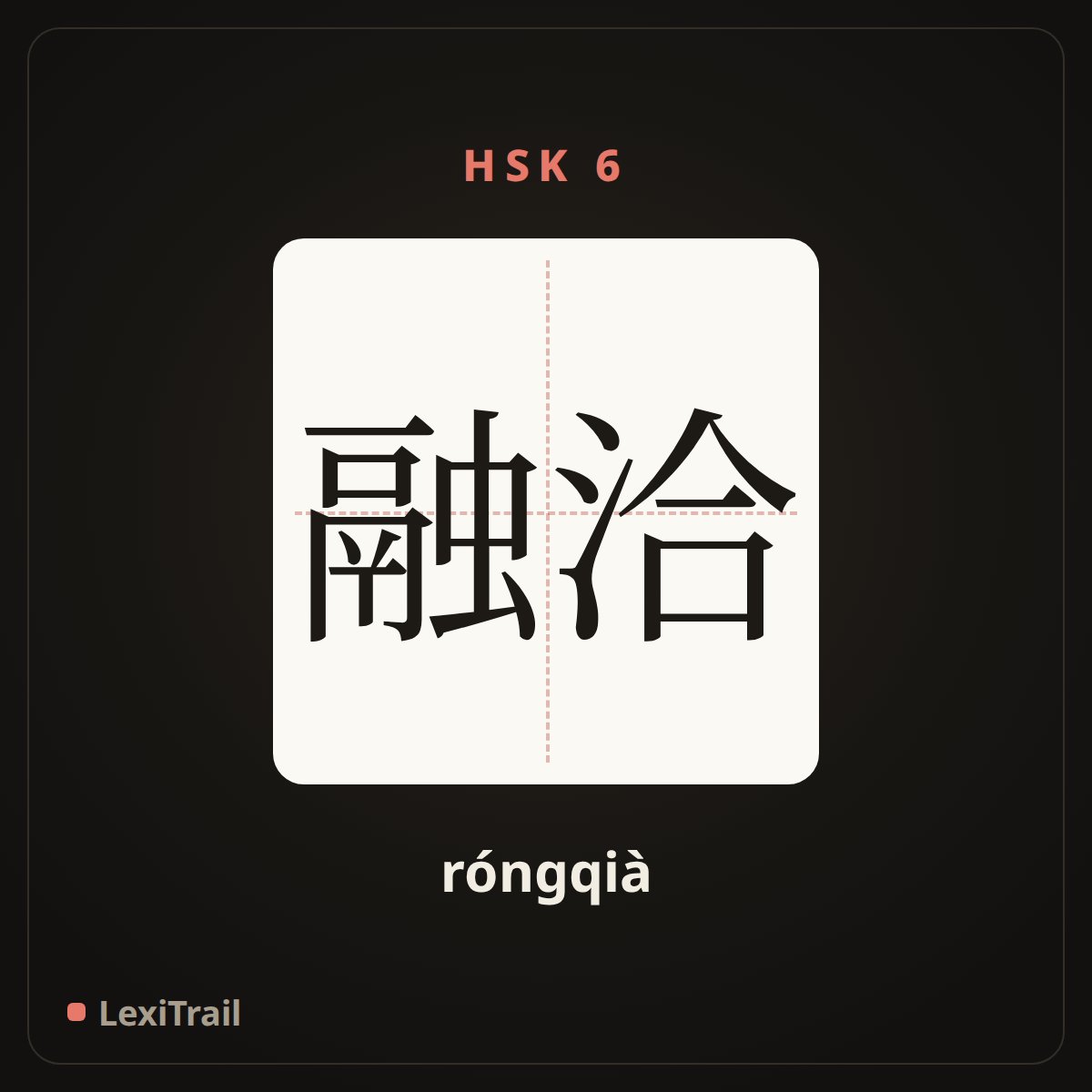 融洽 — the Chinese character for harmonious (róngqià), stroke diagram