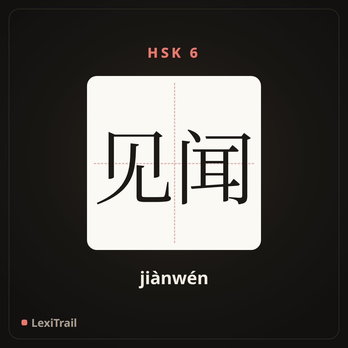见闻 — the Chinese character for Informative (jiànwén), stroke diagram