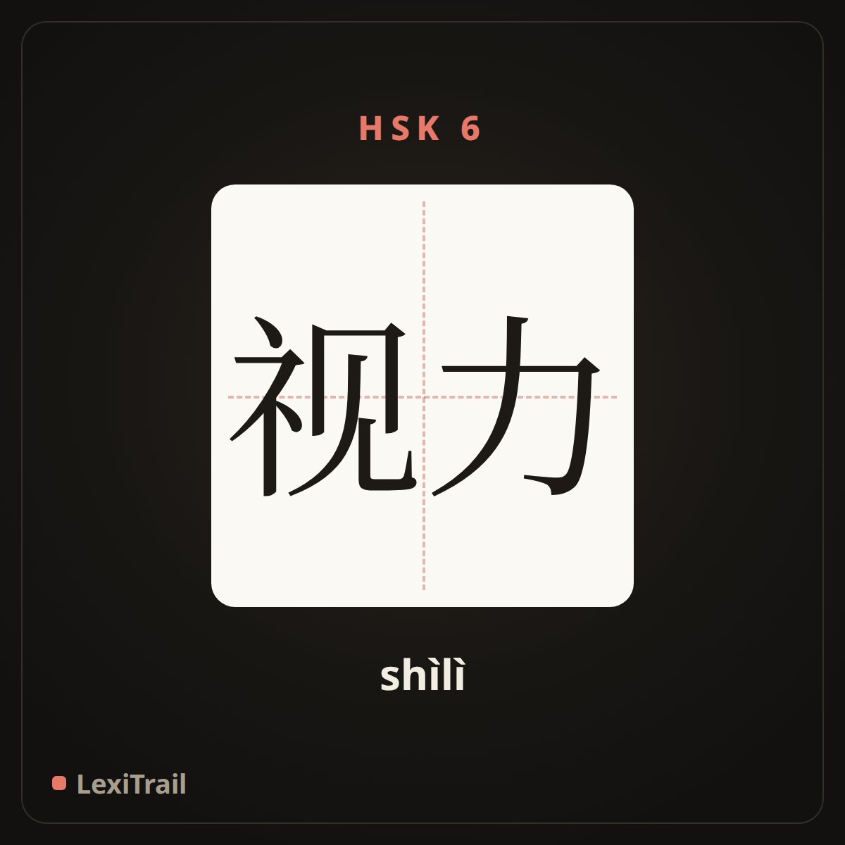 视力 — the Chinese character for Vision (shìlì), stroke diagram