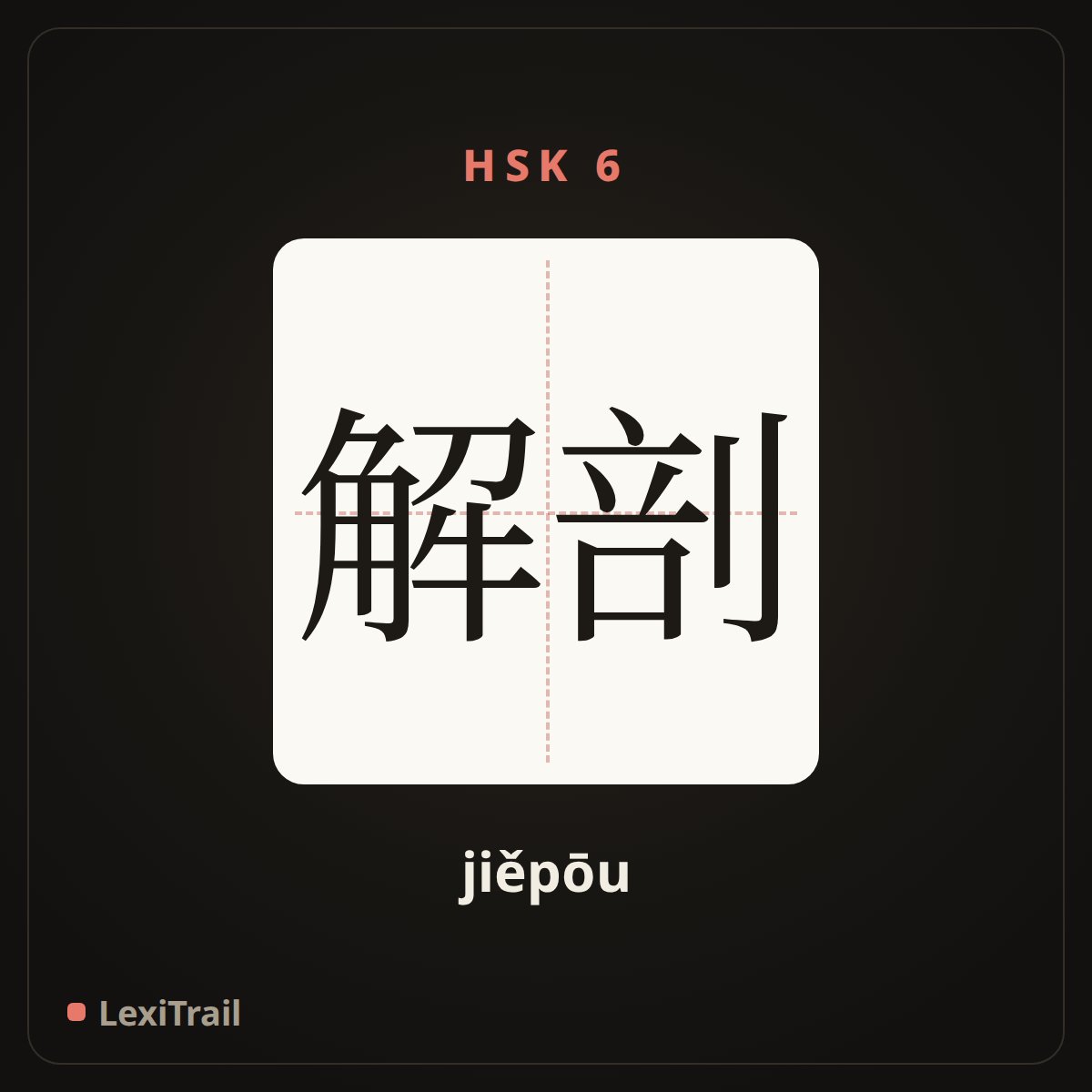 解剖 — the Chinese character for anatomy (jiěpōu), stroke diagram