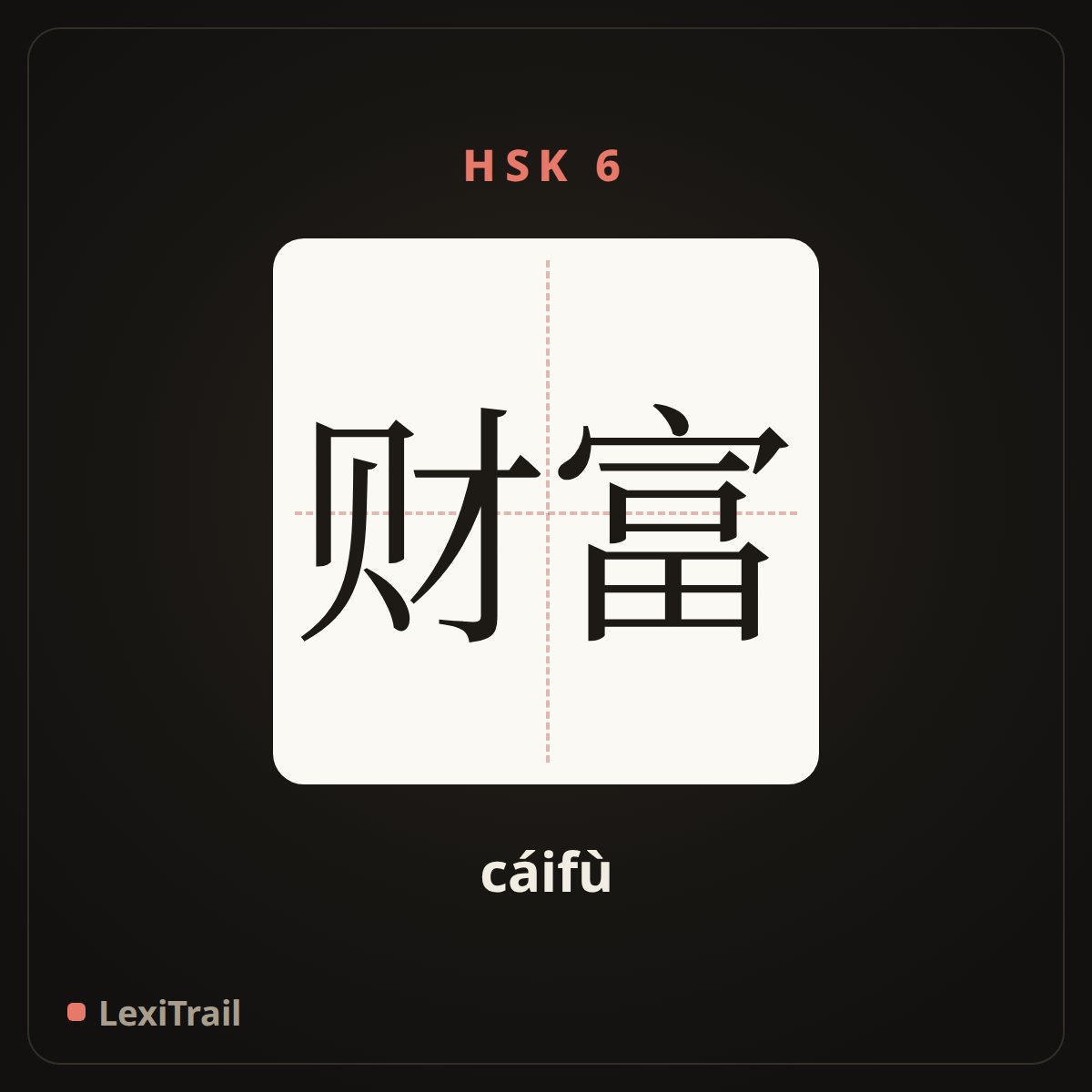 财富 — the Chinese character for wealth (cáifù), stroke diagram