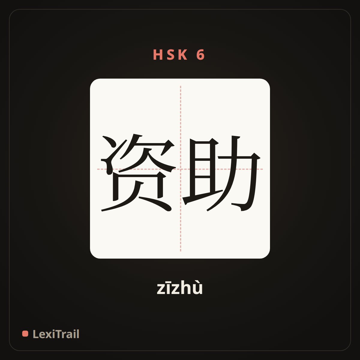 资助 — the Chinese character for give financial aid (zīzhù), stroke diagram