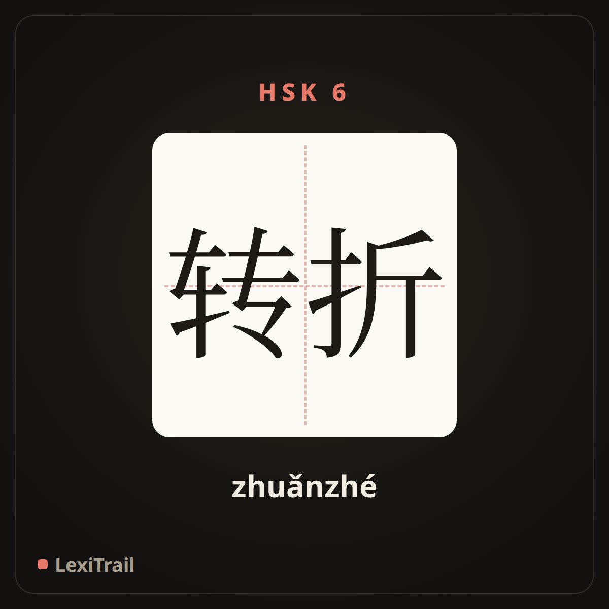 转折 — the Chinese character for Transition (zhuǎnzhé), stroke diagram