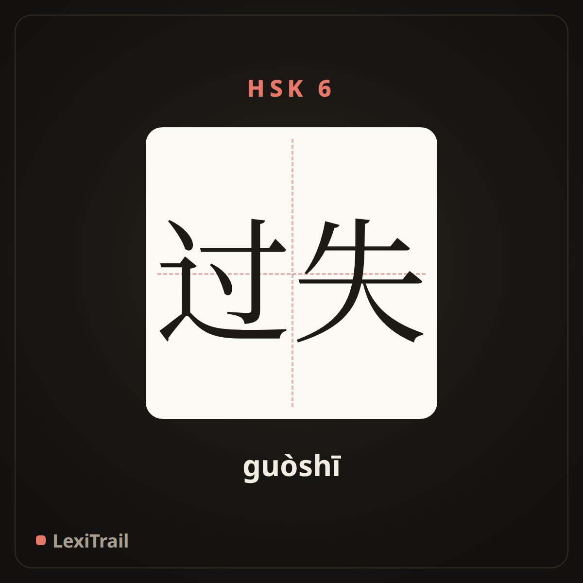 过失 — the Chinese character for fault (guòshī), stroke diagram