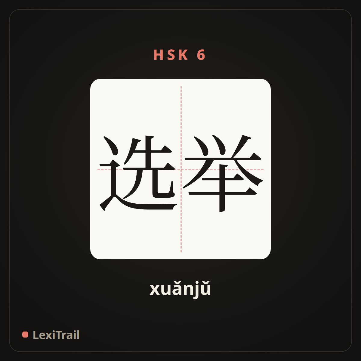 选举 — the Chinese character for Election (xuǎnjǔ), stroke diagram