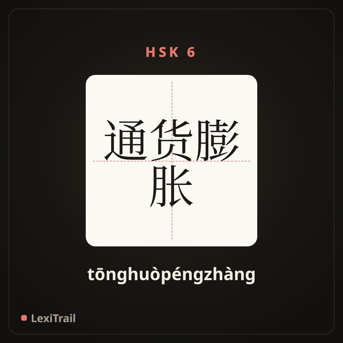 通货膨胀 — the Chinese character for Inflation (tōnghuòpéngzhàng), stroke diagram