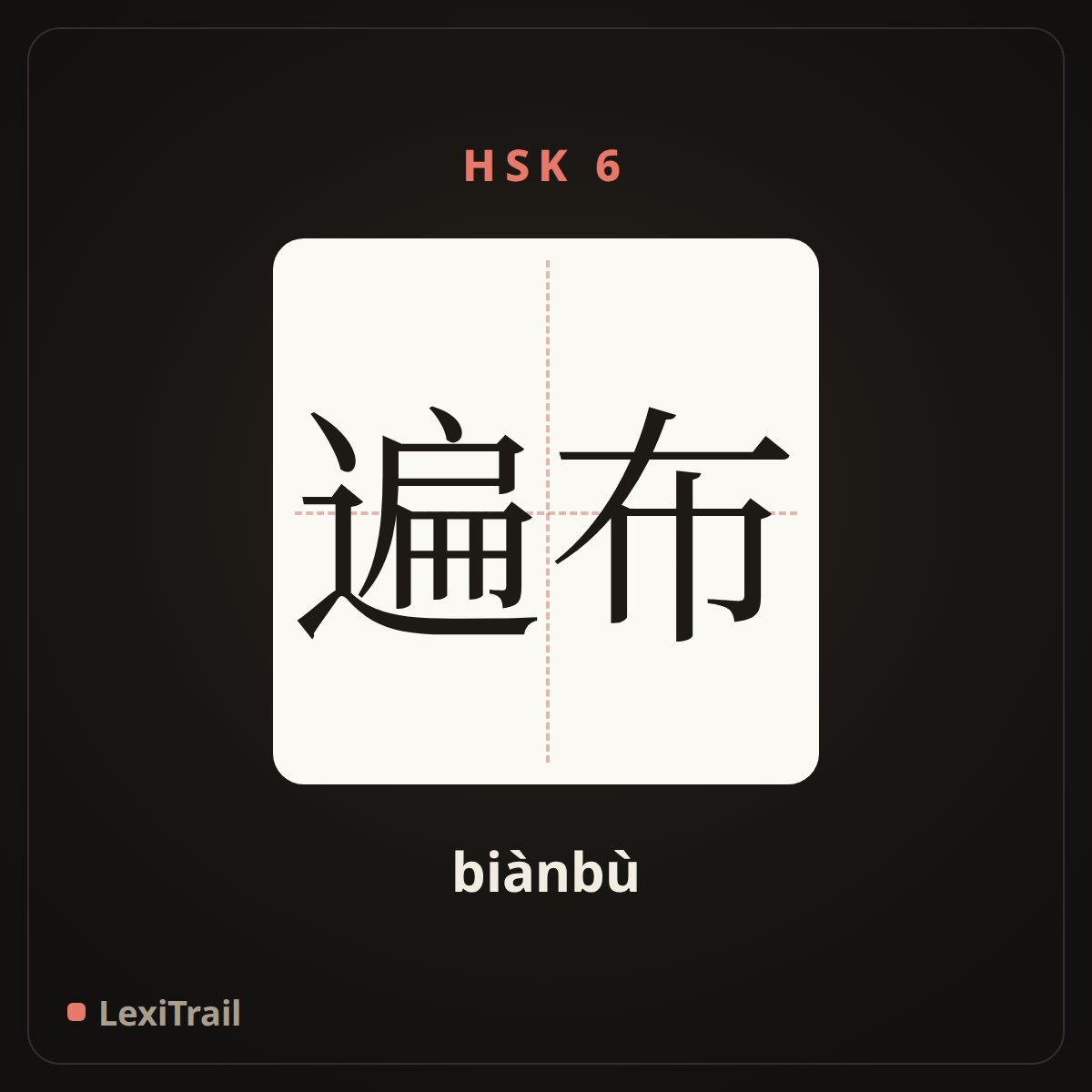 遍布 — the Chinese character for All over (biànbù), stroke diagram