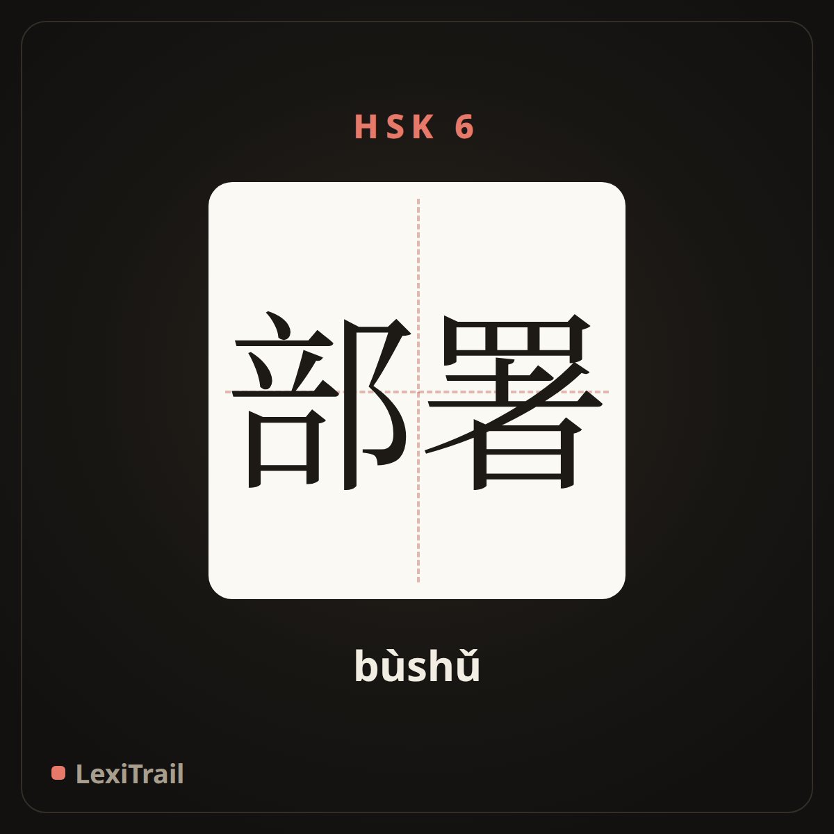 部署 — the Chinese character for deploy (bùshǔ), stroke diagram