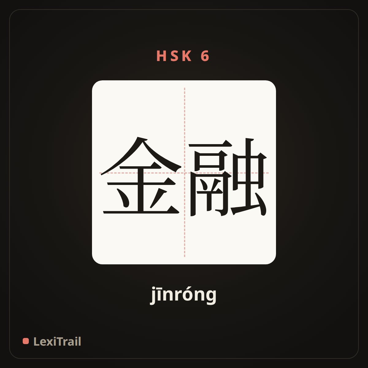 金融 — the Chinese character for Finance (jīnróng), stroke diagram