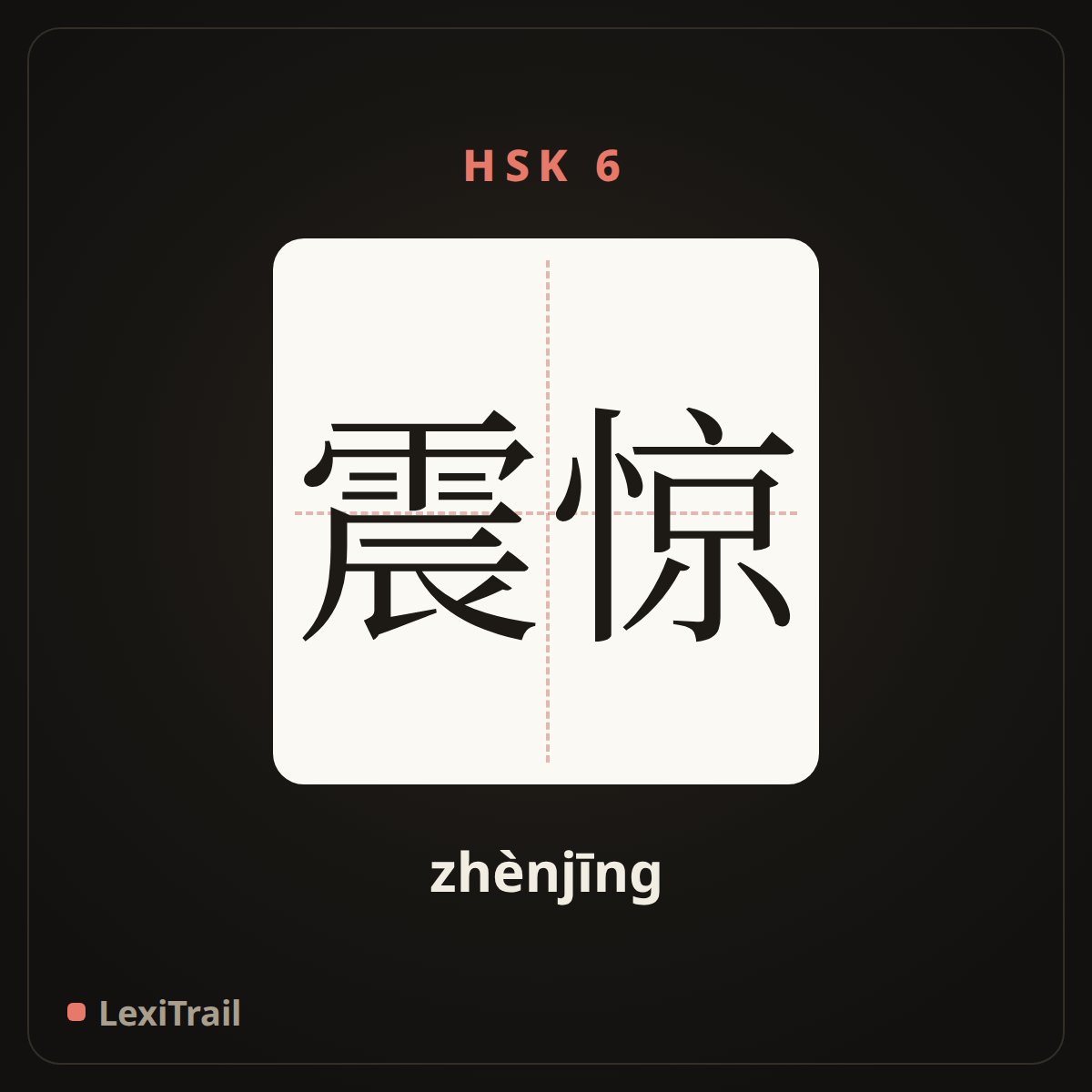 震惊 — the Chinese character for shock (zhènjīng), stroke diagram