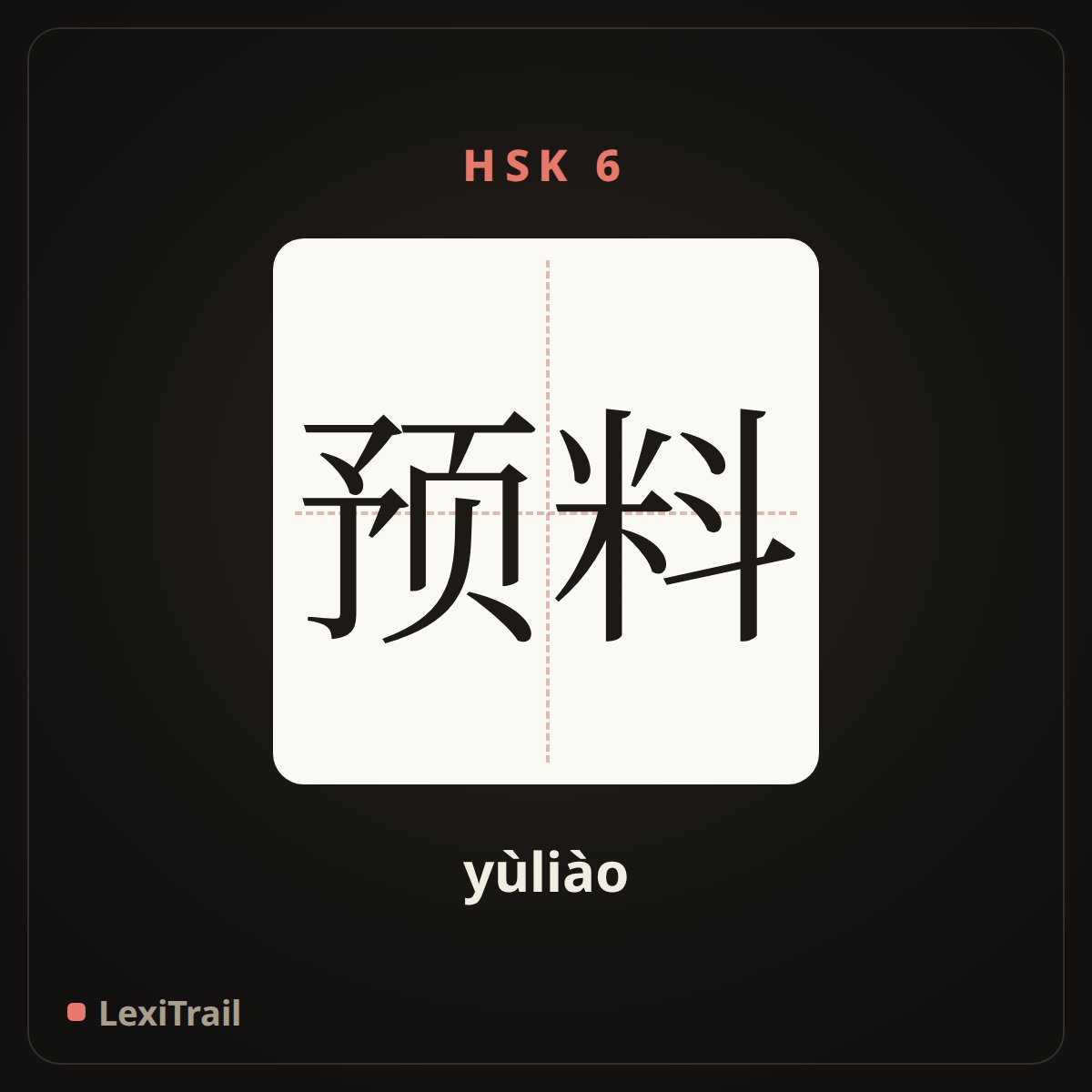 预料 — the Chinese character for Expect (yùliào), stroke diagram