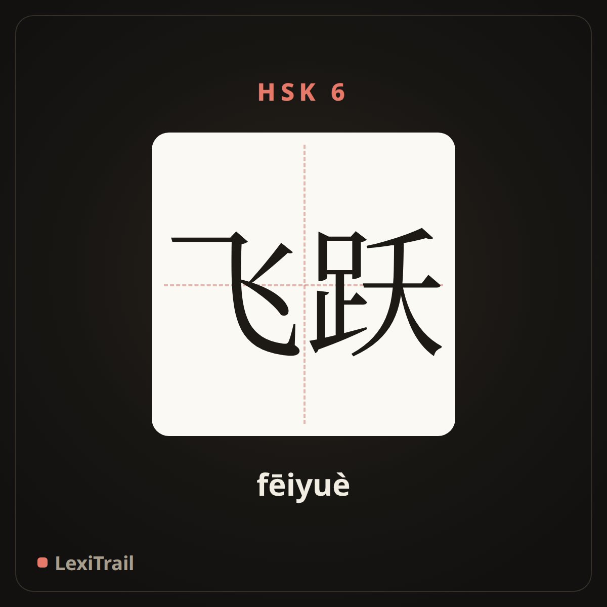 飞跃 — the Chinese character for leap (fēiyuè), stroke diagram