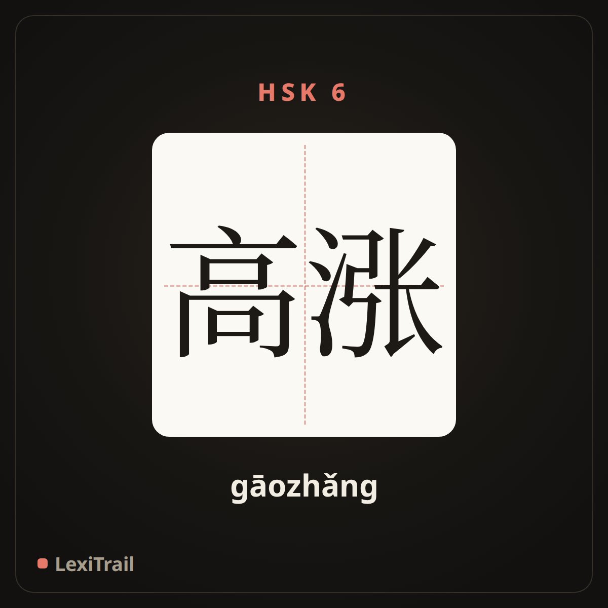 高涨 — the Chinese character for Upsurge (gāozhǎng), stroke diagram